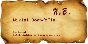 Niklai Borbála névjegykártya